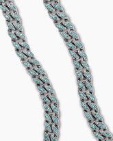 Curb Chain Necklace in 18K White Gold with Paraiba Tourmalines, 8mm